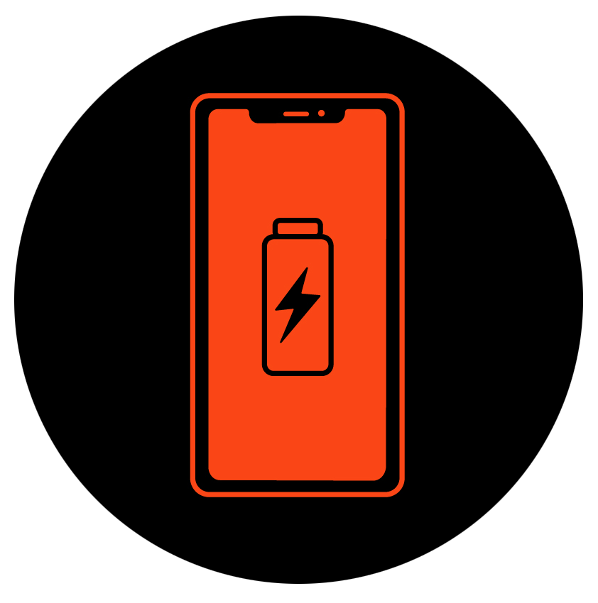 Phone graphic with battery logo